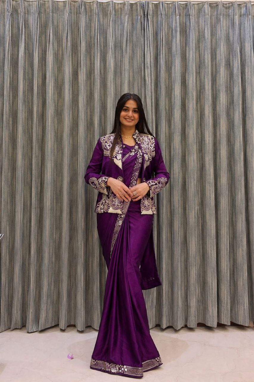 Premium Designer Koti Style Ready-To-Wear Saree Collection | Heavy Embroidery Party Wear Saree Set