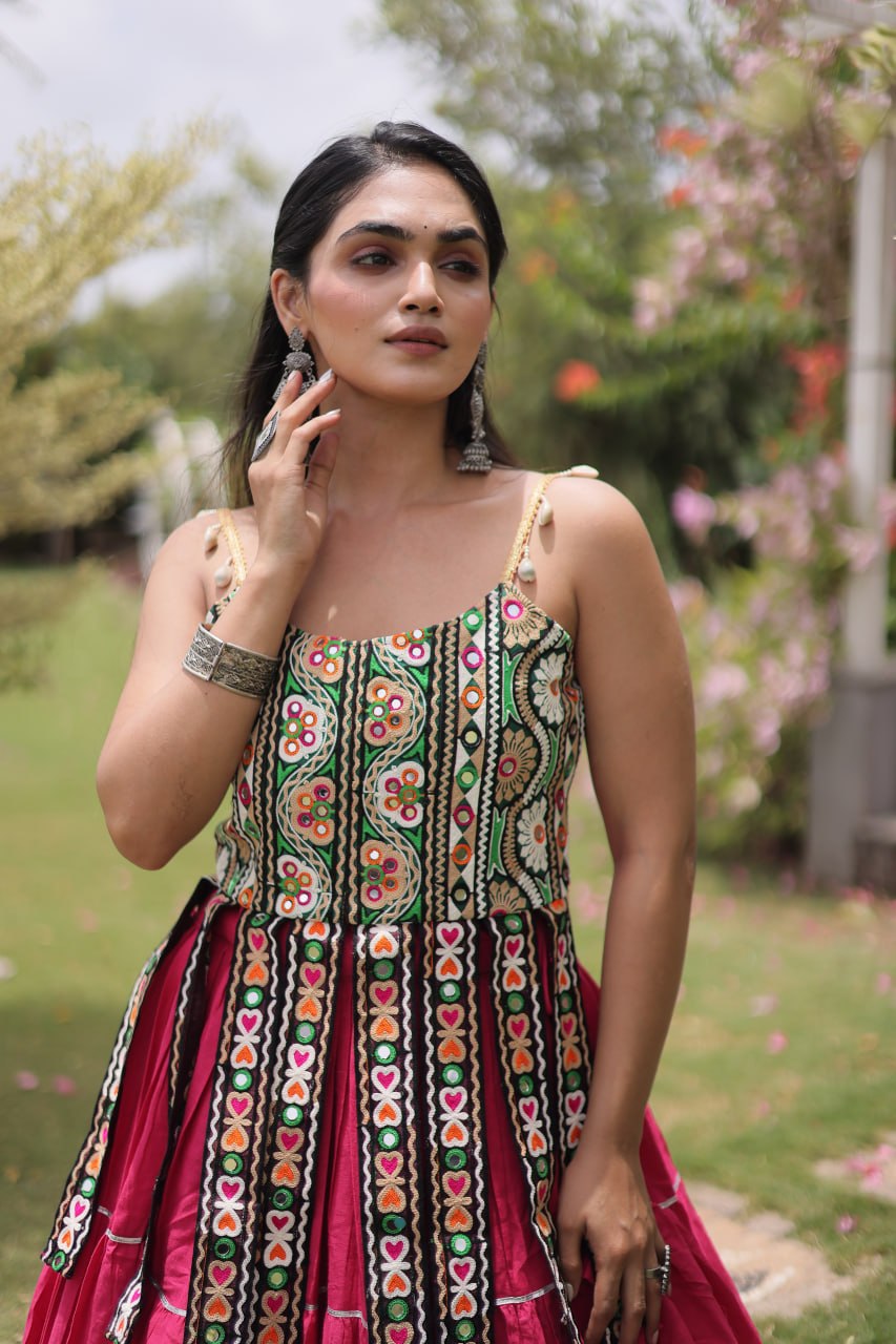 Women’s Designer Kutchi Work Lehenga Choli | Traditional Embroidered Flared Ghagra Set
