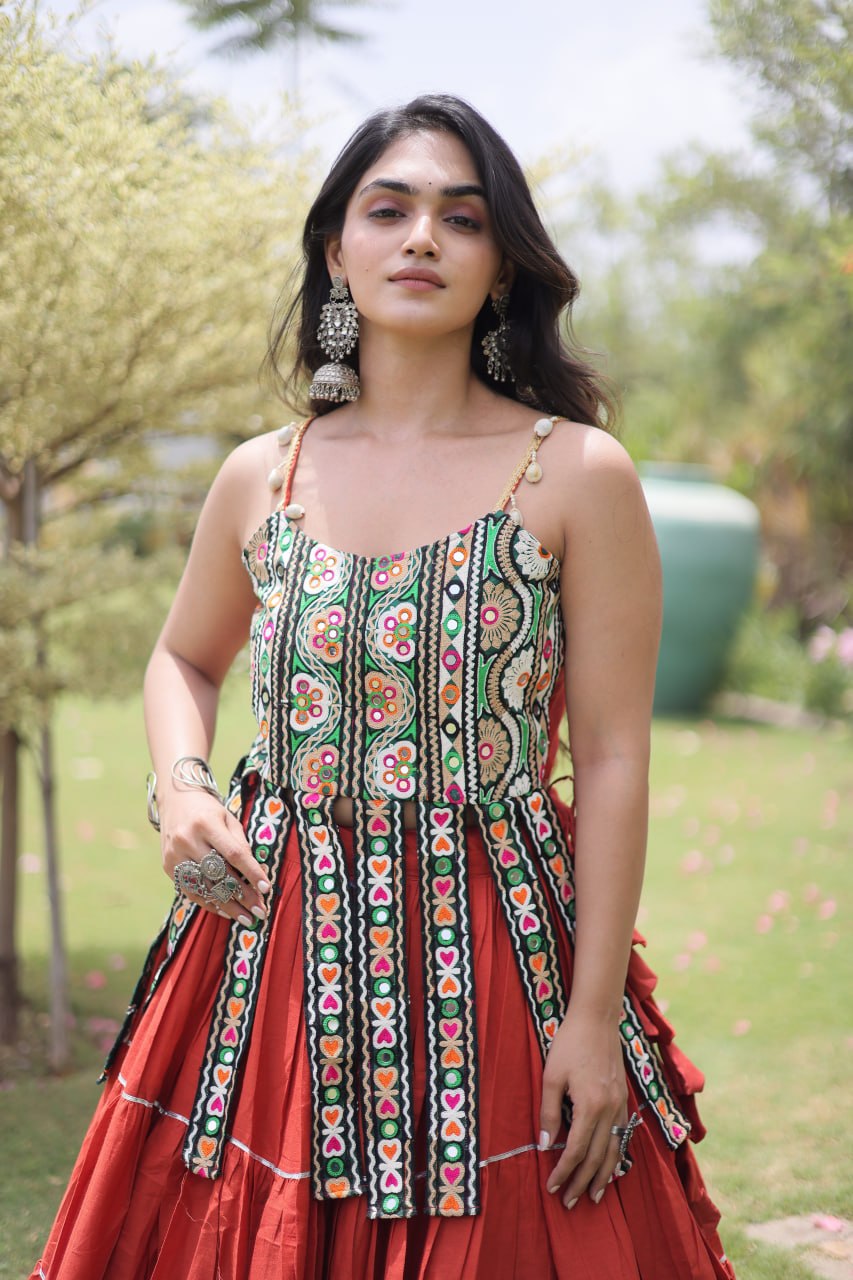 Women’s Designer Kutchi Work Lehenga Choli | Traditional Embroidered Flared Ghagra Set