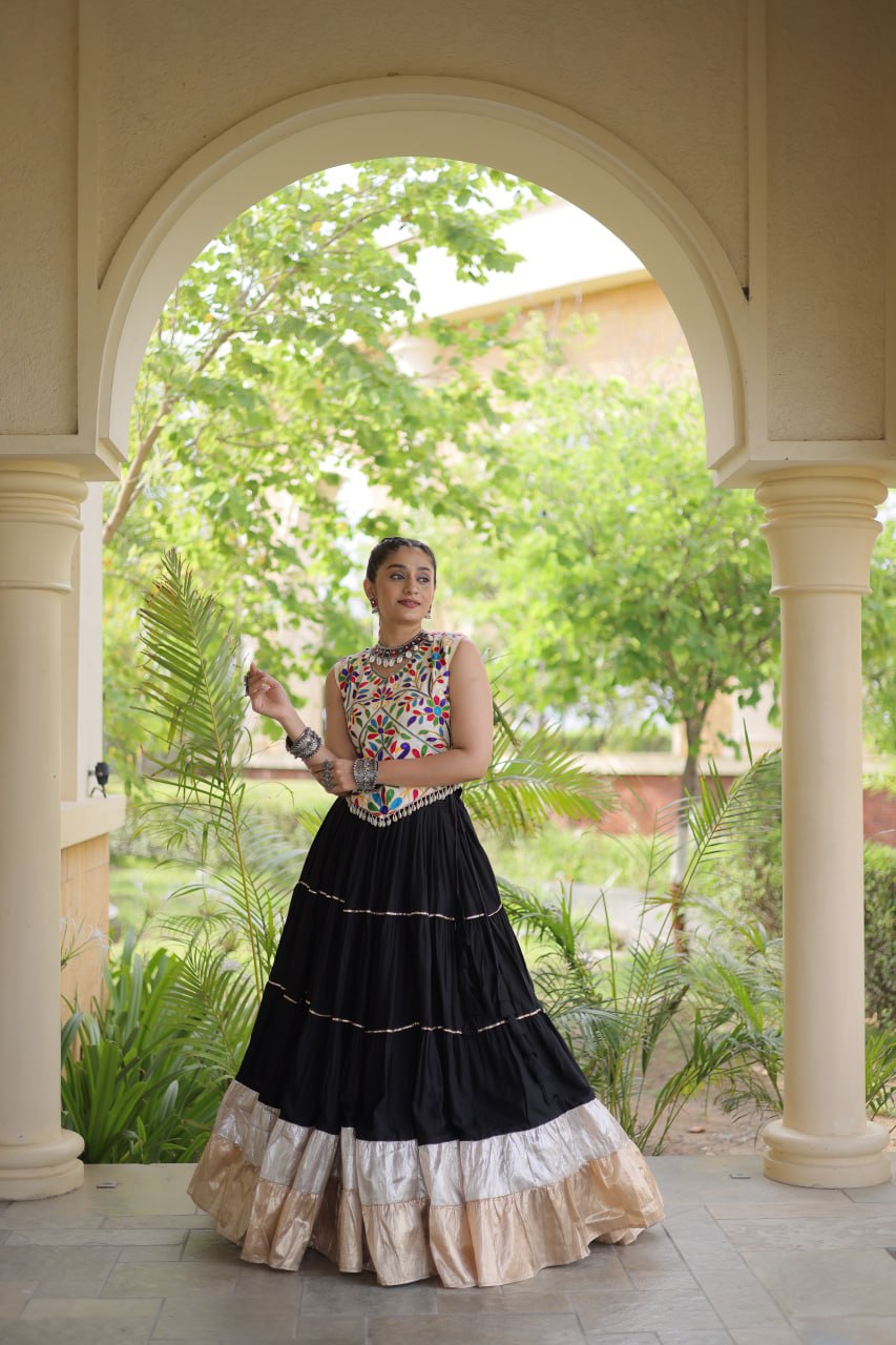 Women’s Designer Navratri Lehenga Choli | Embroidered Kutchi Work Flared Ghagra Set