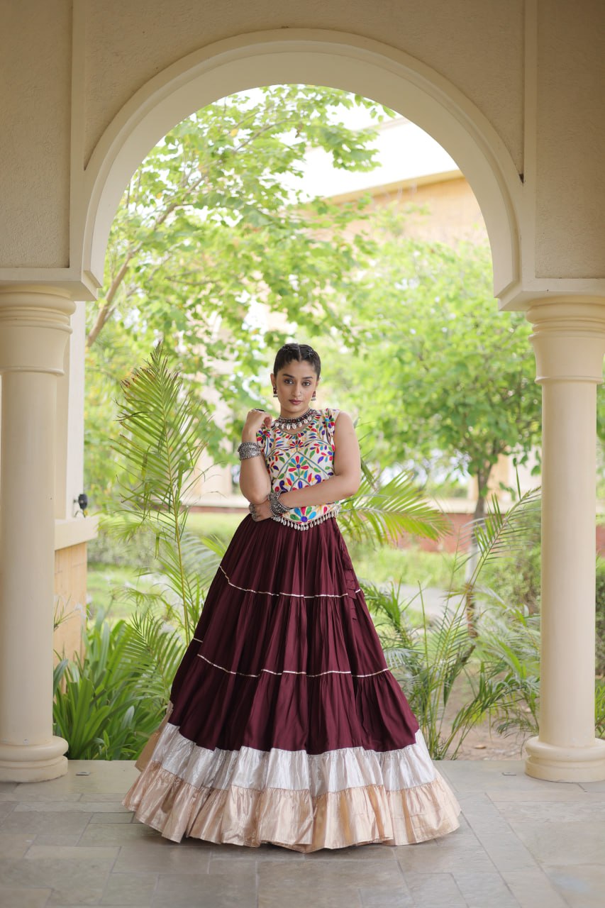Women’s Designer Navratri Lehenga Choli | Embroidered Kutchi Work Flared Ghagra Set