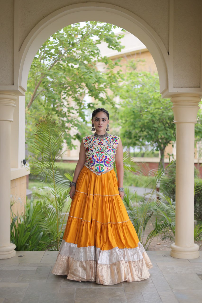 Women’s Designer Navratri Lehenga Choli | Embroidered Kutchi Work Flared Ghagra Set