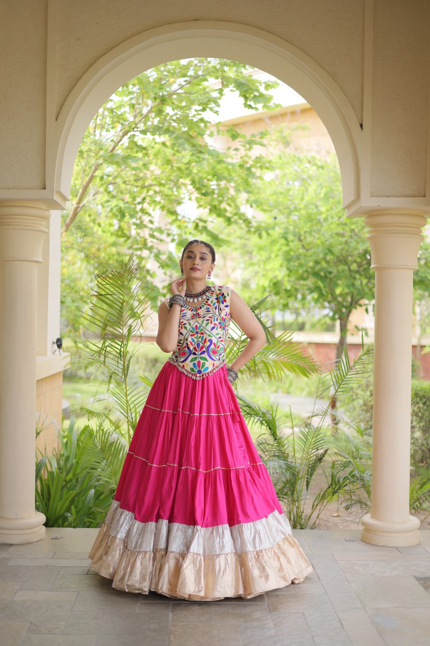 Women’s Designer Navratri Lehenga Choli | Embroidered Kutchi Work Flared Ghagra Set