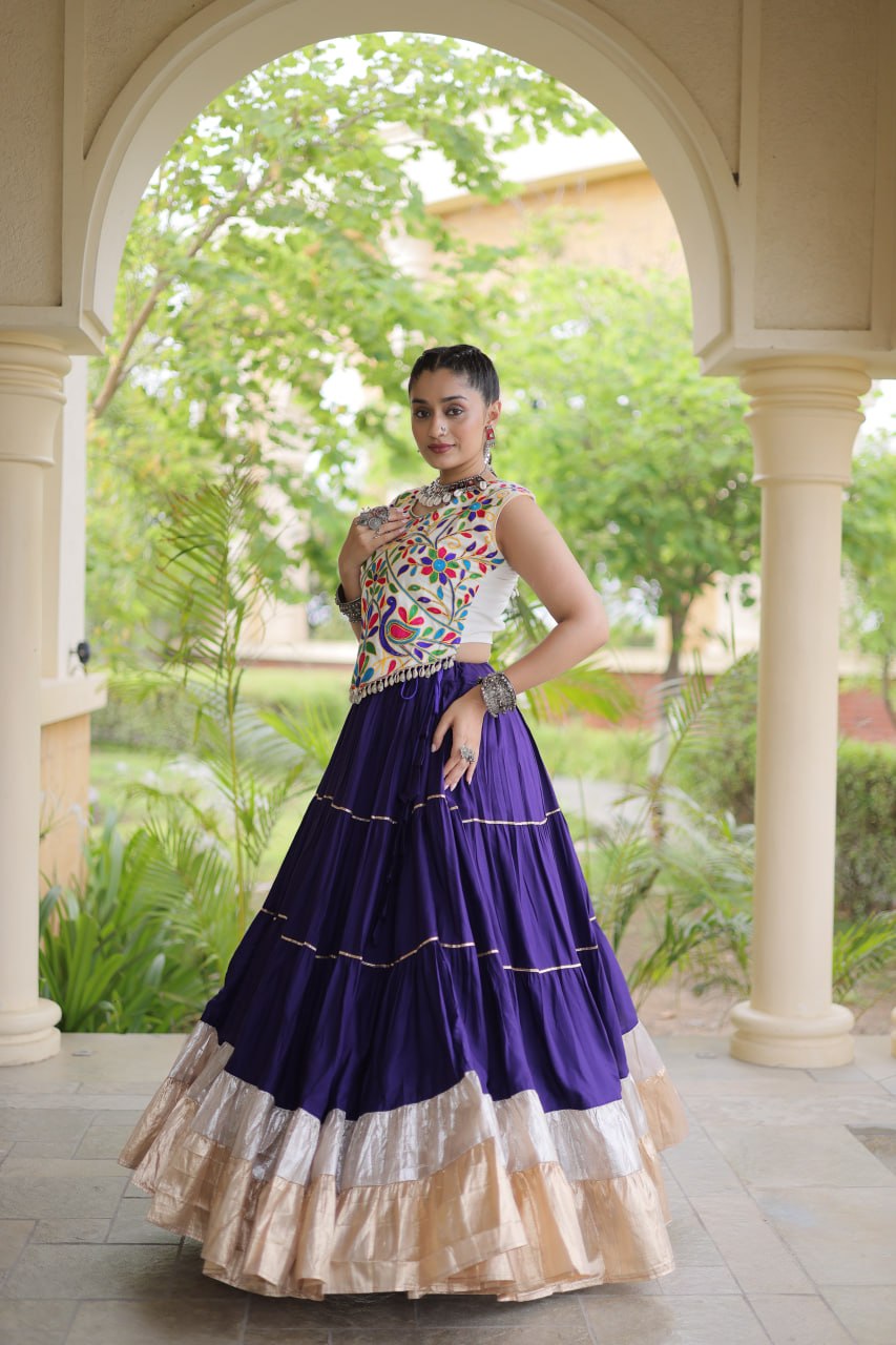 Women’s Designer Navratri Lehenga Choli | Embroidered Kutchi Work Flared Ghagra Set