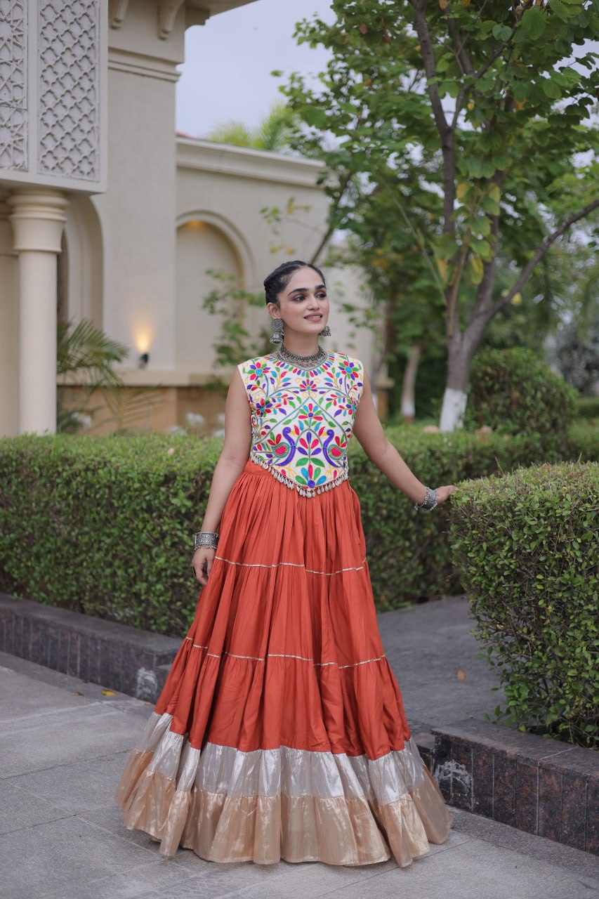 Women’s Designer Navratri Lehenga Choli | Embroidered Kutchi Work Flared Ghagra Set