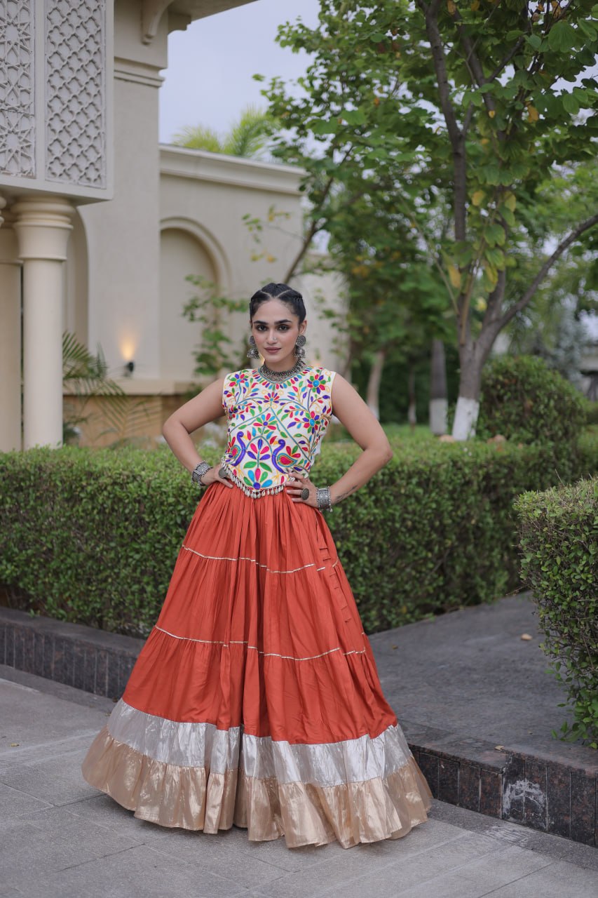 Women’s Designer Navratri Lehenga Choli | Embroidered Kutchi Work Flared Ghagra Set