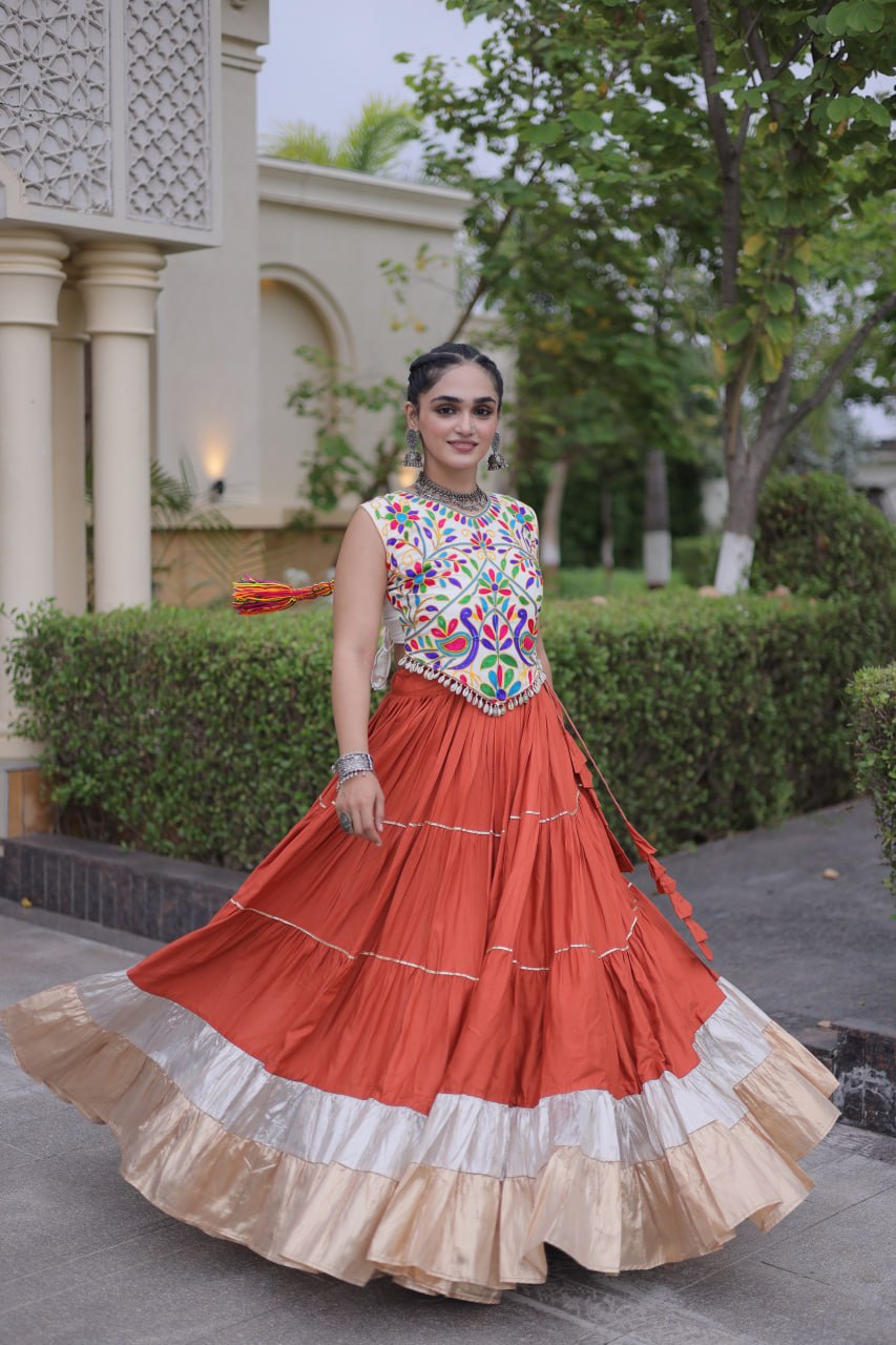 Women’s Designer Navratri Lehenga Choli | Embroidered Kutchi Work Flared Ghagra Set