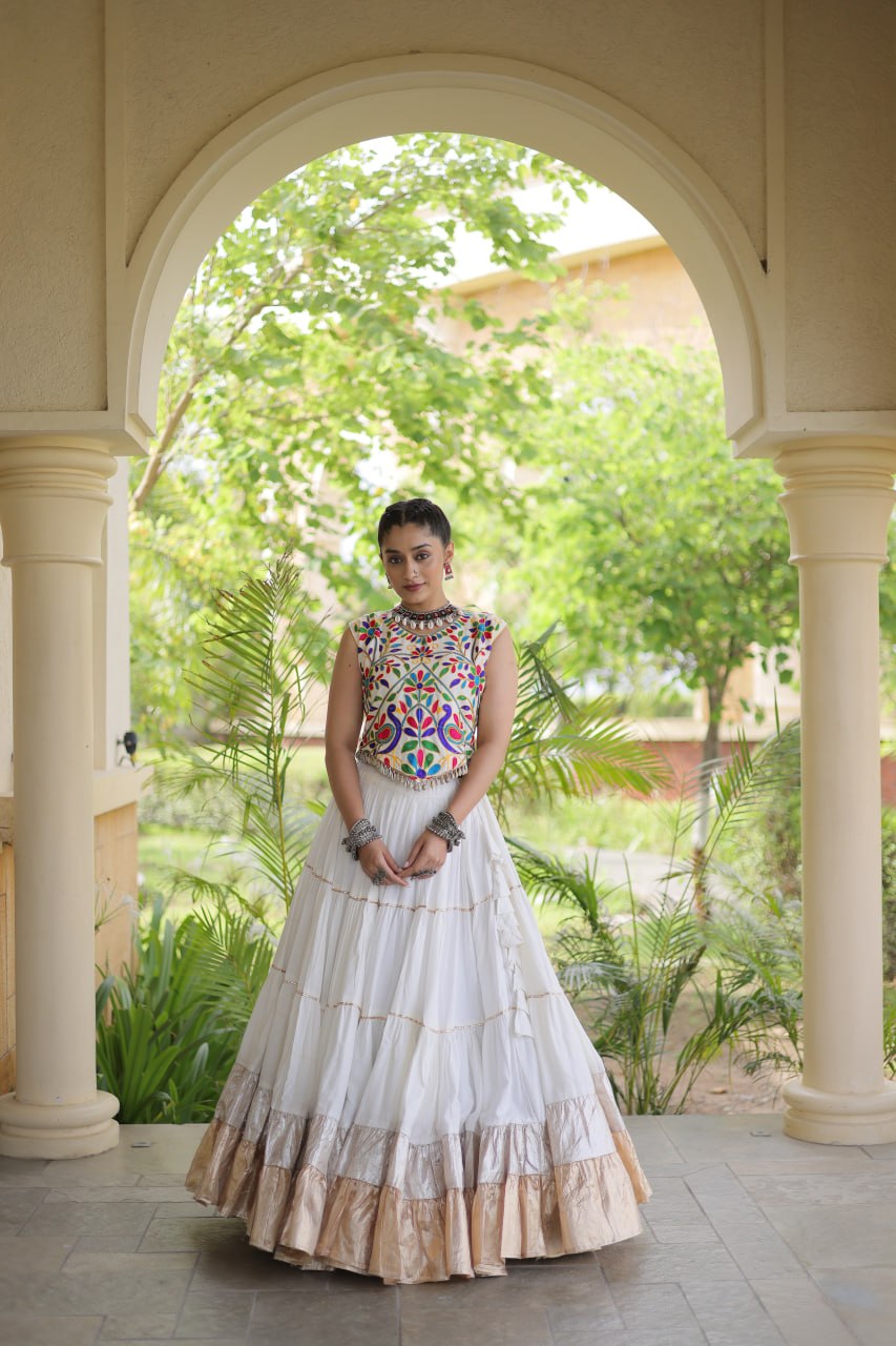 Women’s Designer Navratri Lehenga Choli | Embroidered Kutchi Work Flared Ghagra Set