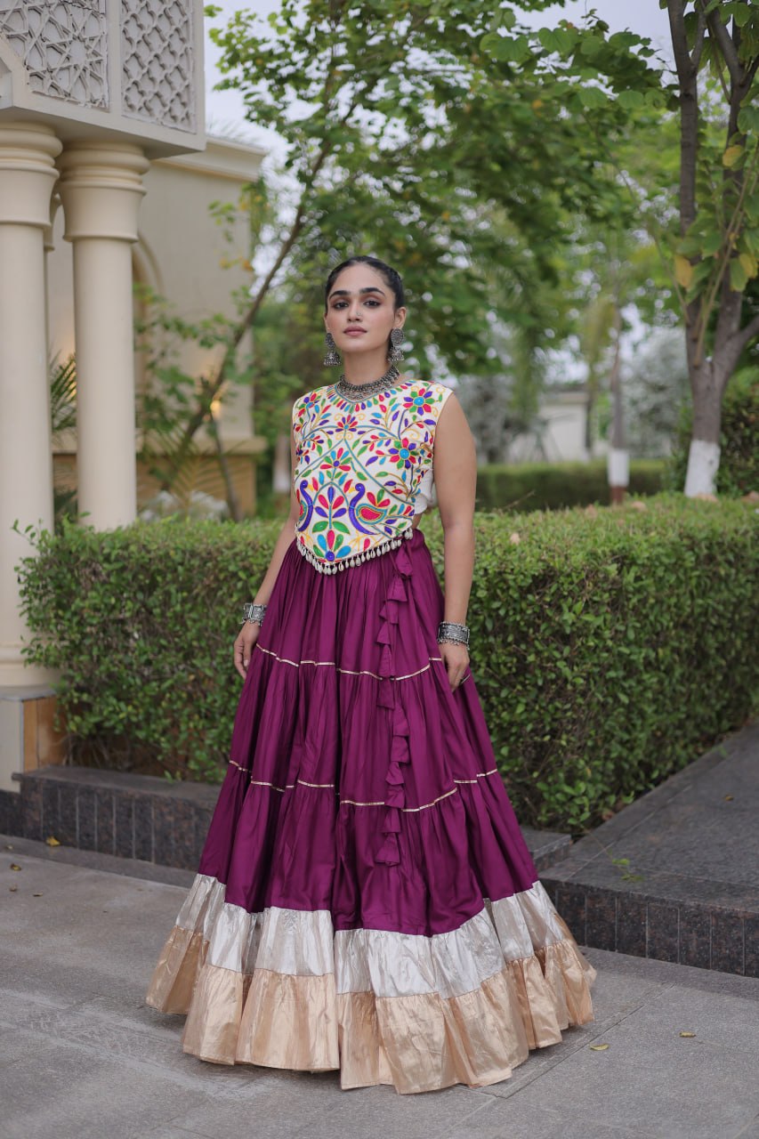 Women’s Designer Navratri Lehenga Choli | Embroidered Kutchi Work Flared Ghagra Set