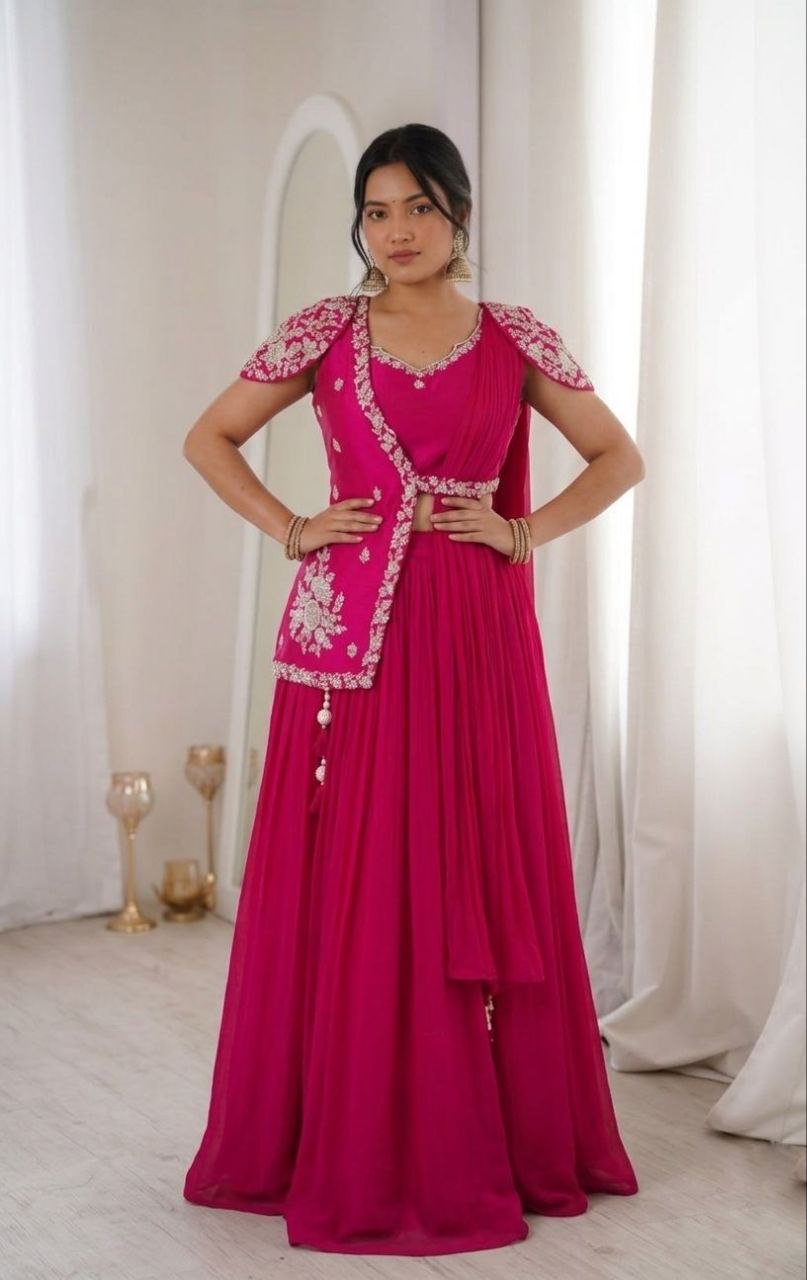 *🤷‍♀️New Launching Embroidery Work Lehenga Choli with jacket 🤷‍♀️*