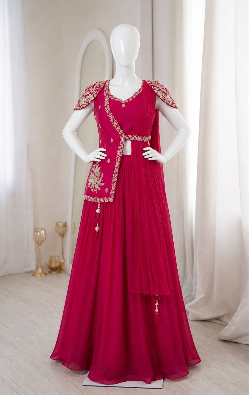 *🤷‍♀️New Launching Embroidery Work Lehenga Choli with jacket 🤷‍♀️*