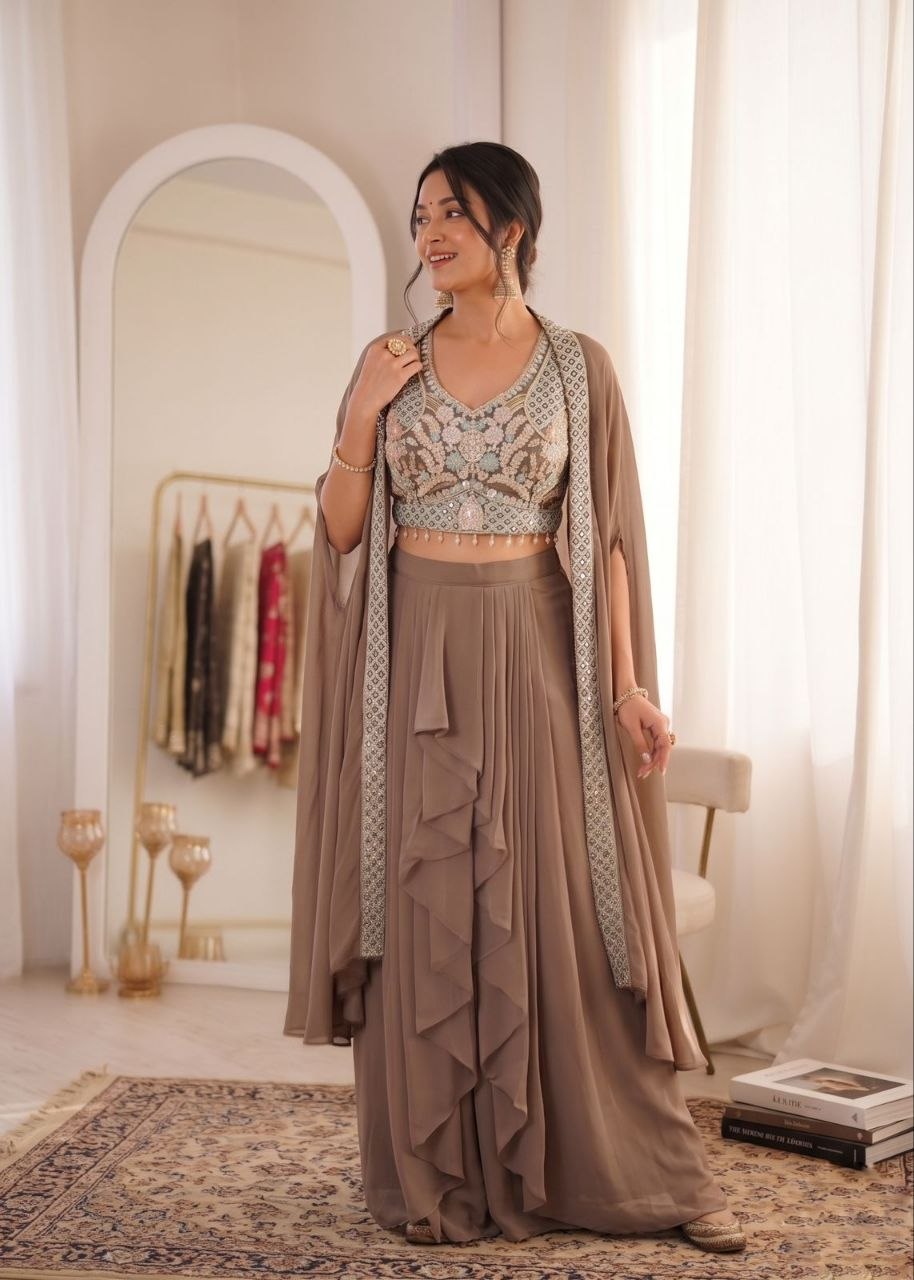New Super Trending Party Wear Shrug with Sarara