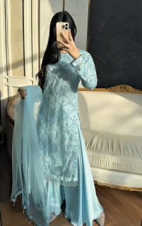 Graceful Long Kurta Set with Dupatta – Festive & Occasion Wear