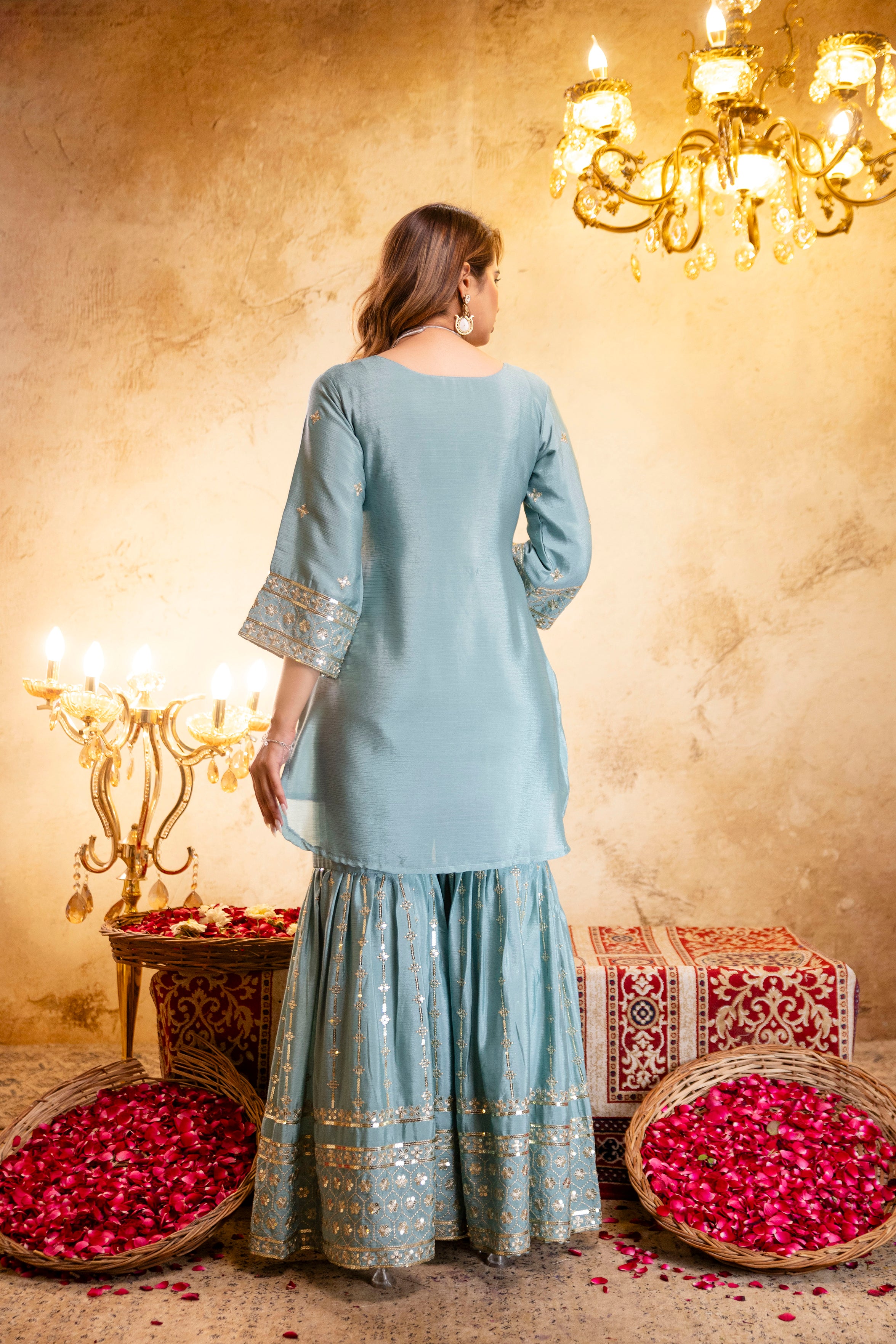 Premium Pastel Blue Kurta Set with Dupatta – Festive Collection