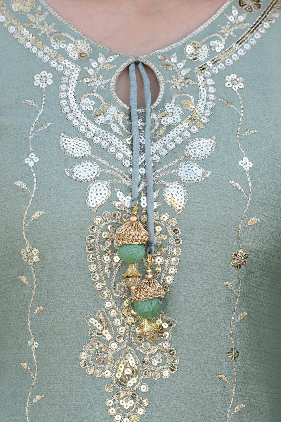 Designer Green Ethnic Sharara Set with Heavy Embroidery Work