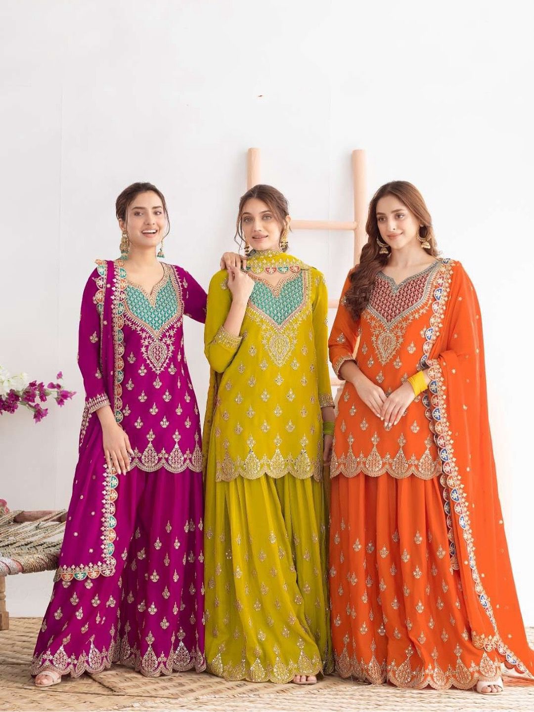 New Designer Party Sharara Suit & Dupatta Set              FULLY STITCHED