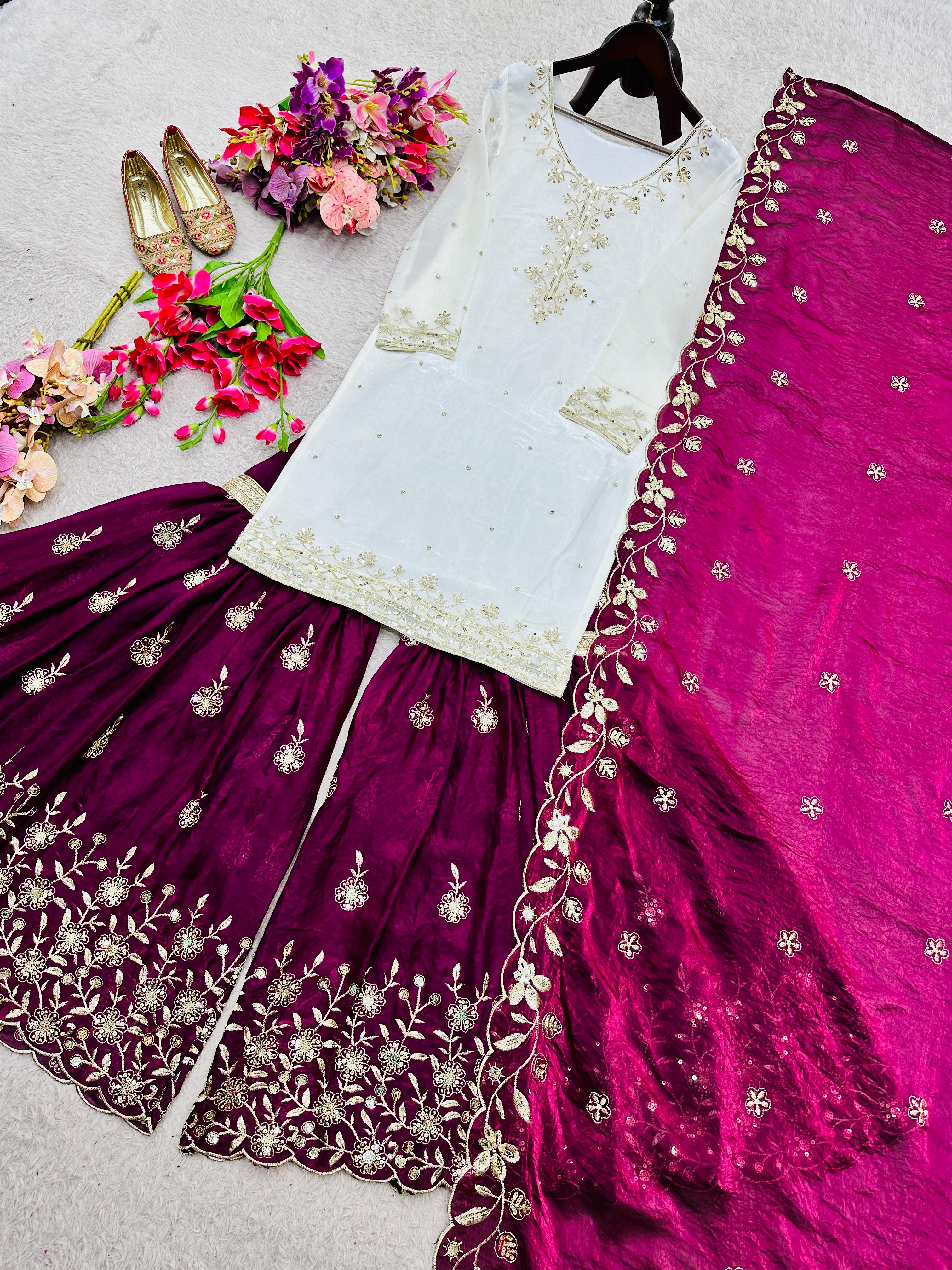 Series New Designer Party Sharara Suit & Dupatta Set