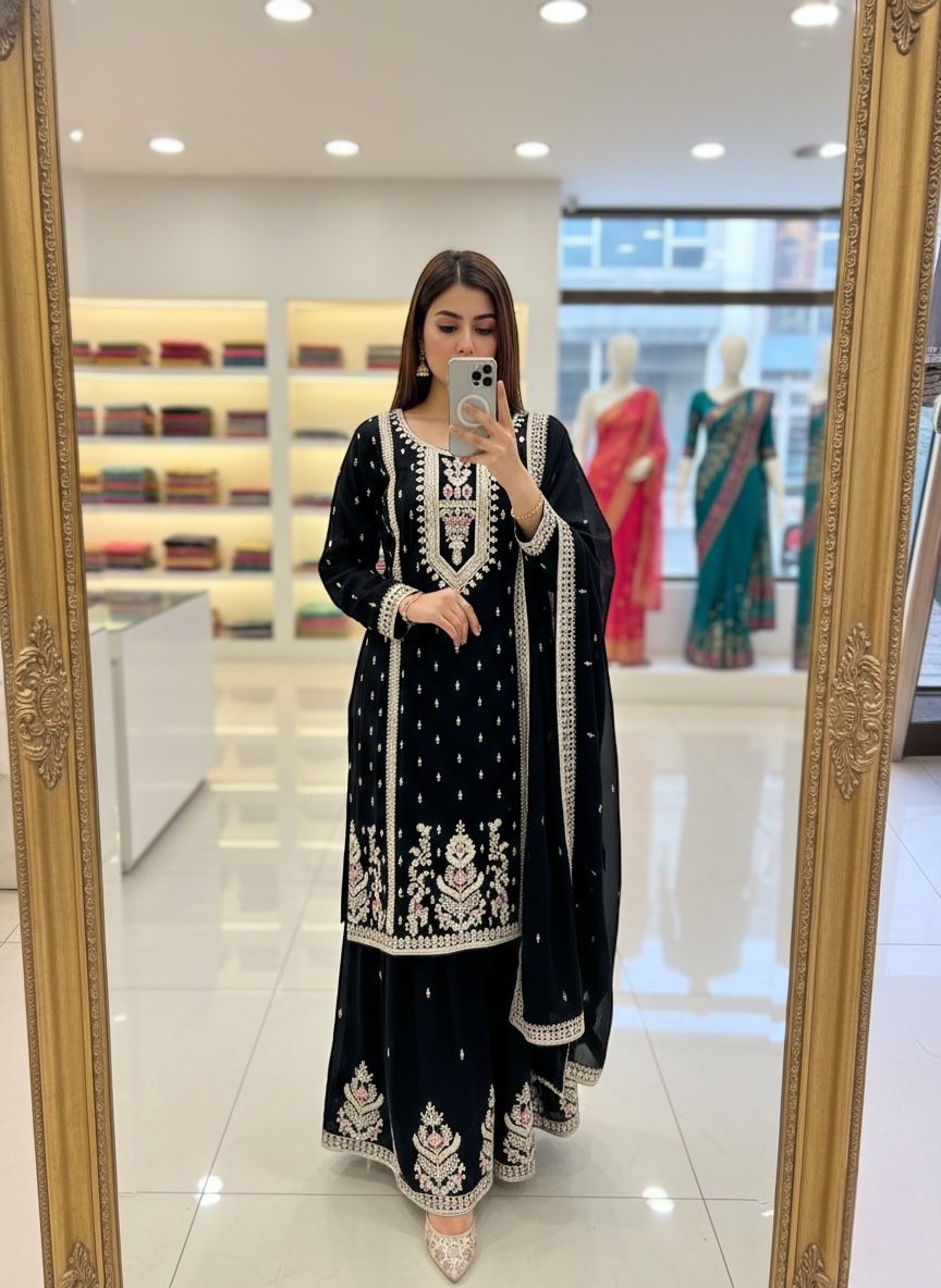 Stylish Women’s Sharara Set with Heavy Embroidery & Dupatta