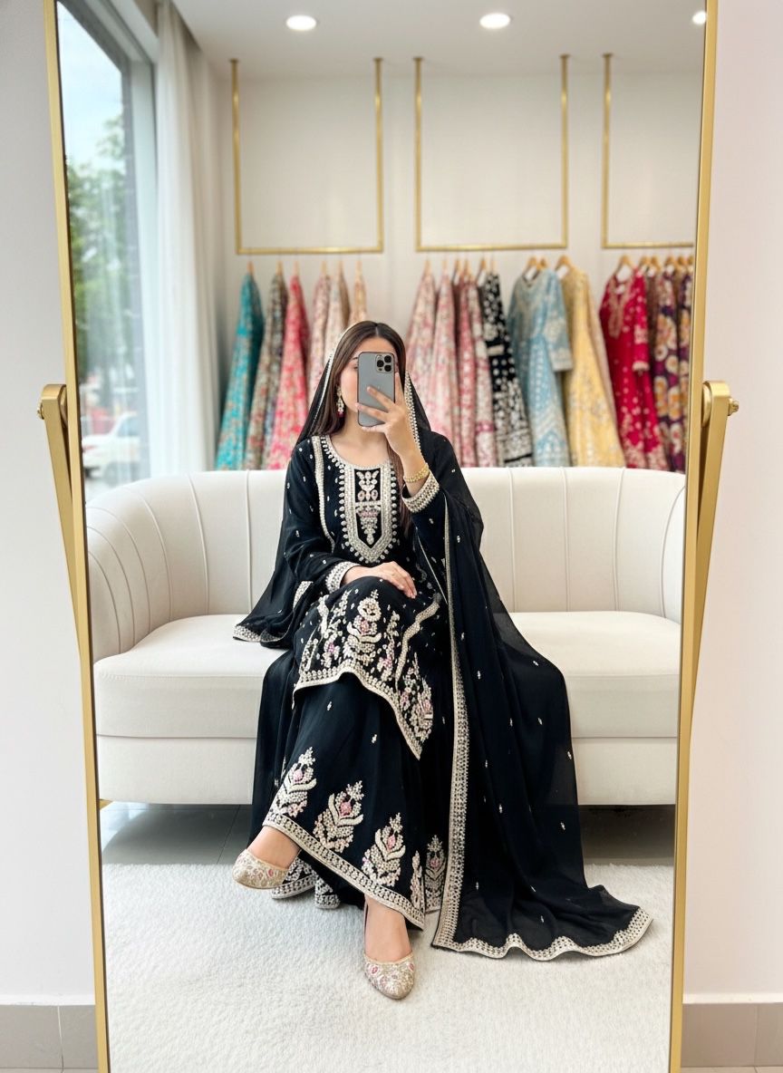 Stylish Women’s Sharara Set with Heavy Embroidery & Dupatta