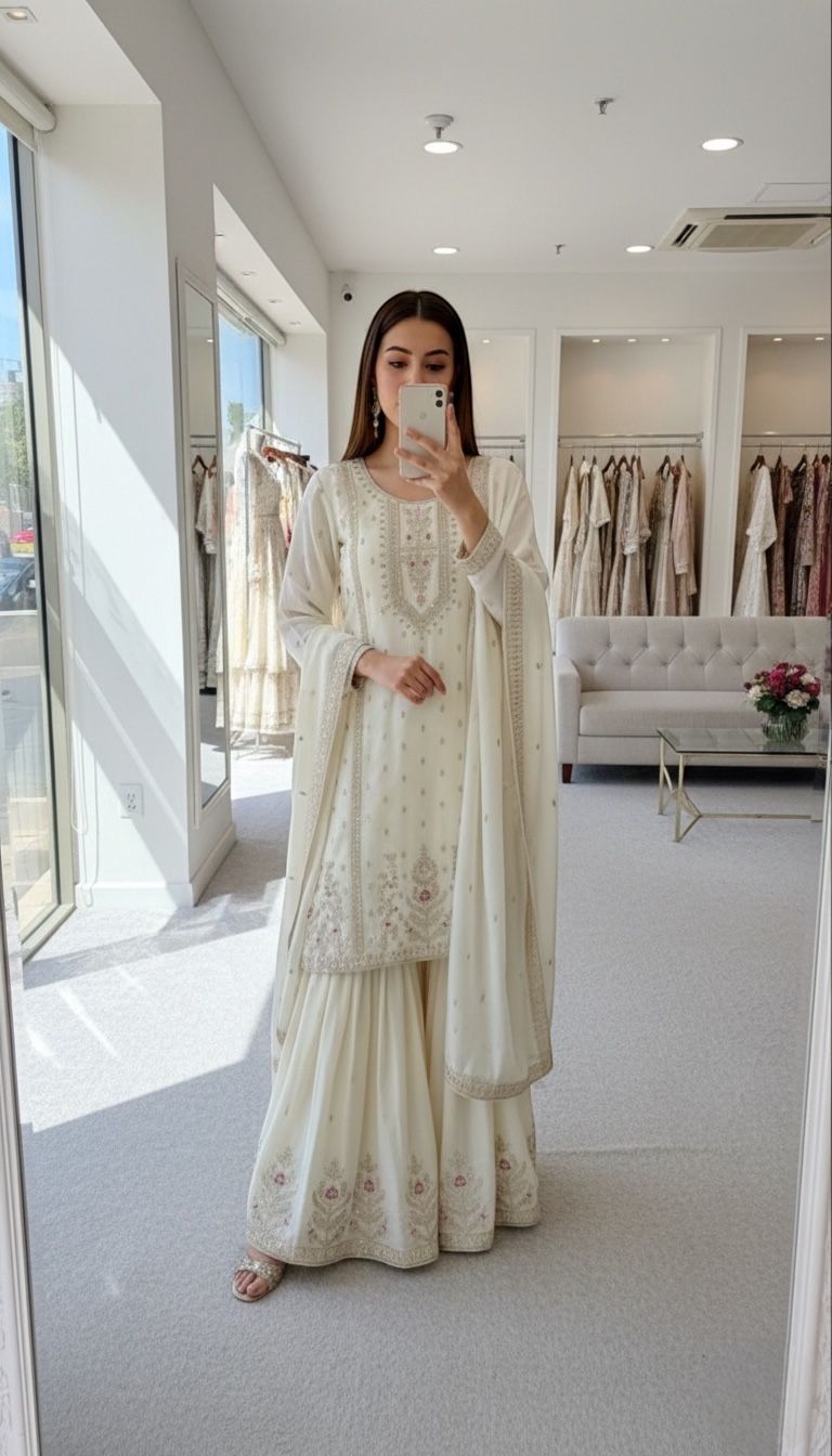 Stylish Women’s Sharara Set with Heavy Embroidery & Dupatta