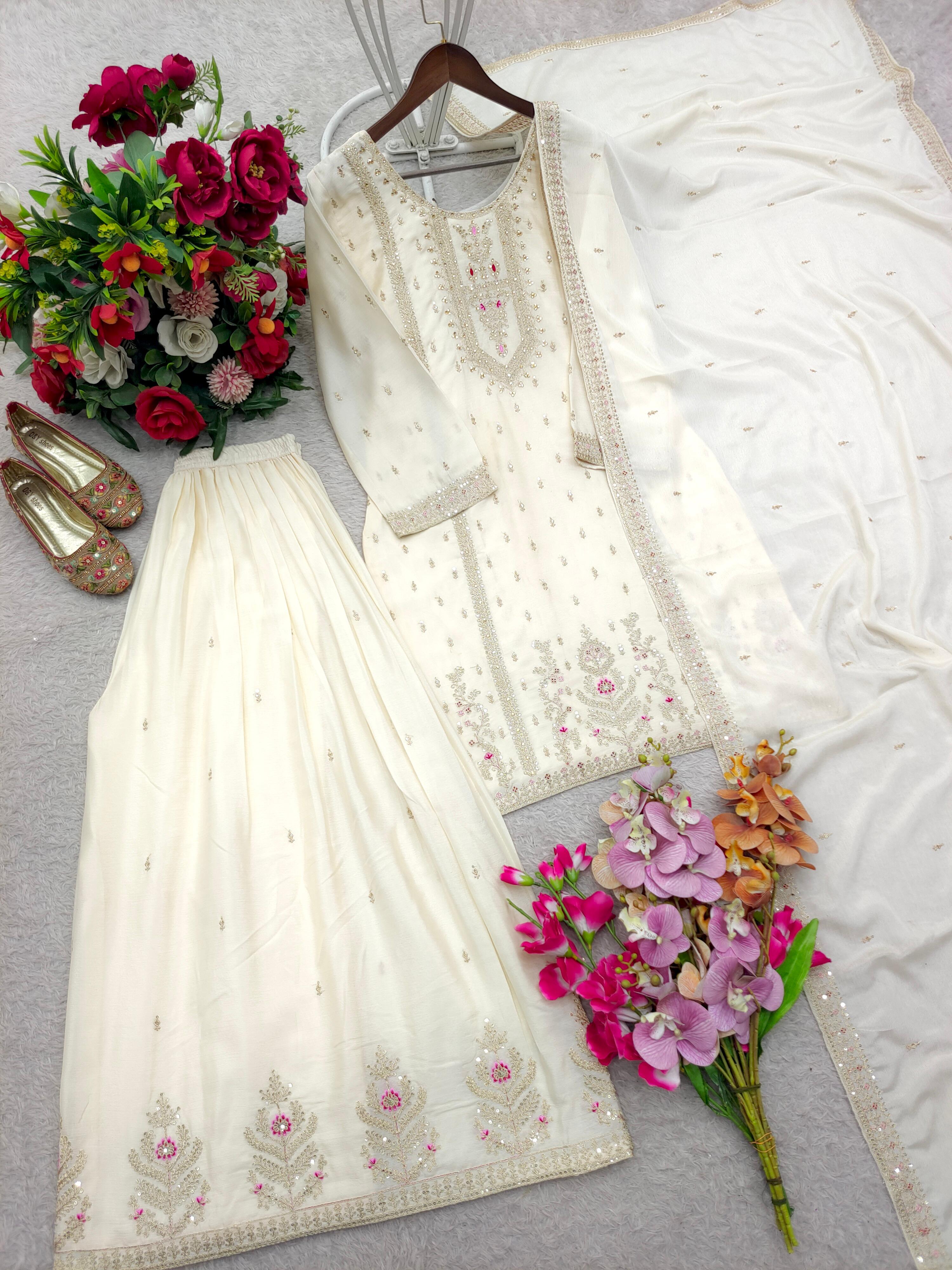 Stylish Women’s Sharara Set with Heavy Embroidery & Dupatta