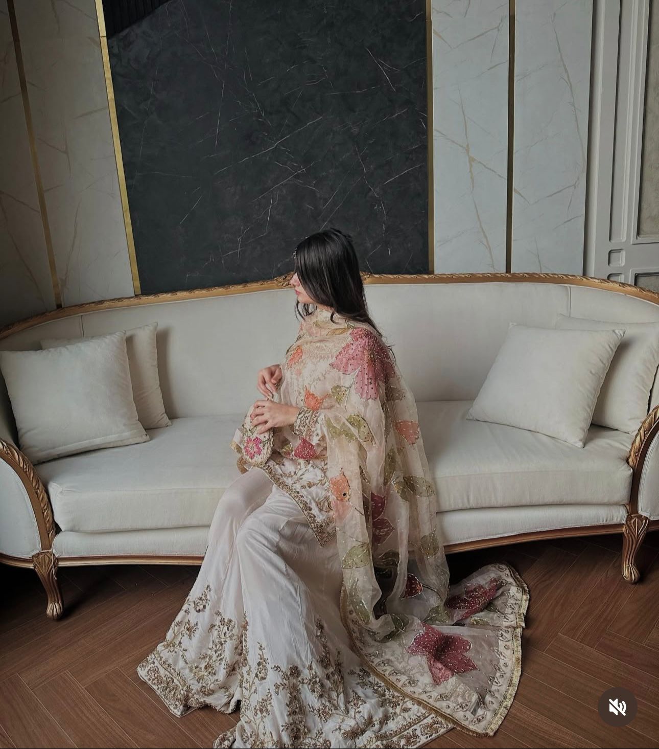 Luxury Embroidered Chinon Silk Kurta Palazzo Set with Designer Dupatta