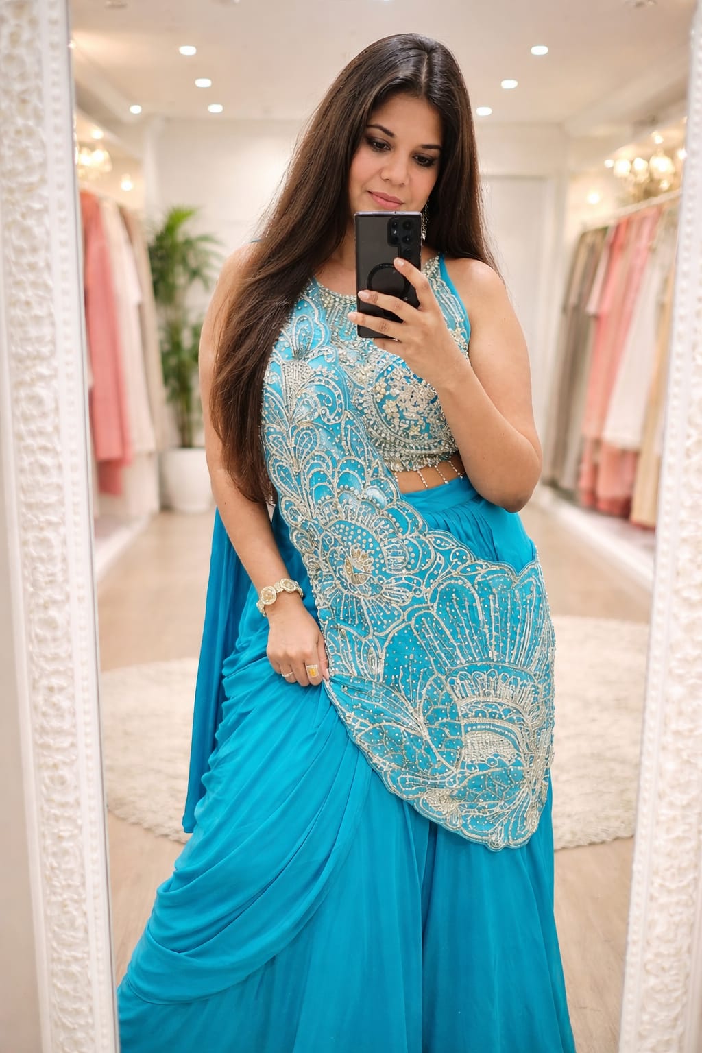 Designer Ready To Wear Teal Lehenga Choli with Heavy Embroidery Work