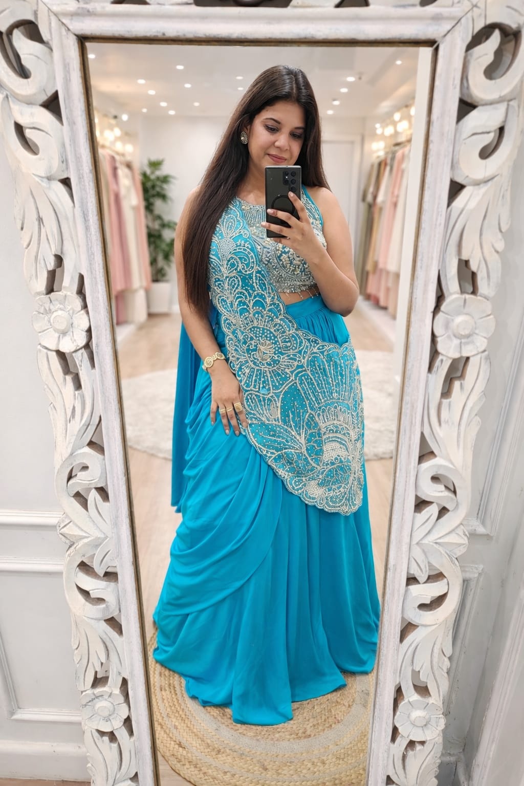 Designer Ready To Wear Teal Lehenga Choli with Heavy Embroidery Work