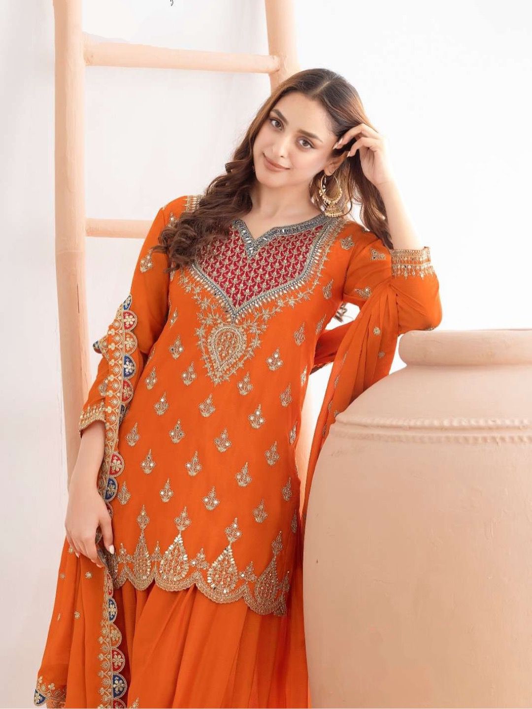 New Designer Party Sharara Suit & Dupatta Set              FULLY STITCHED