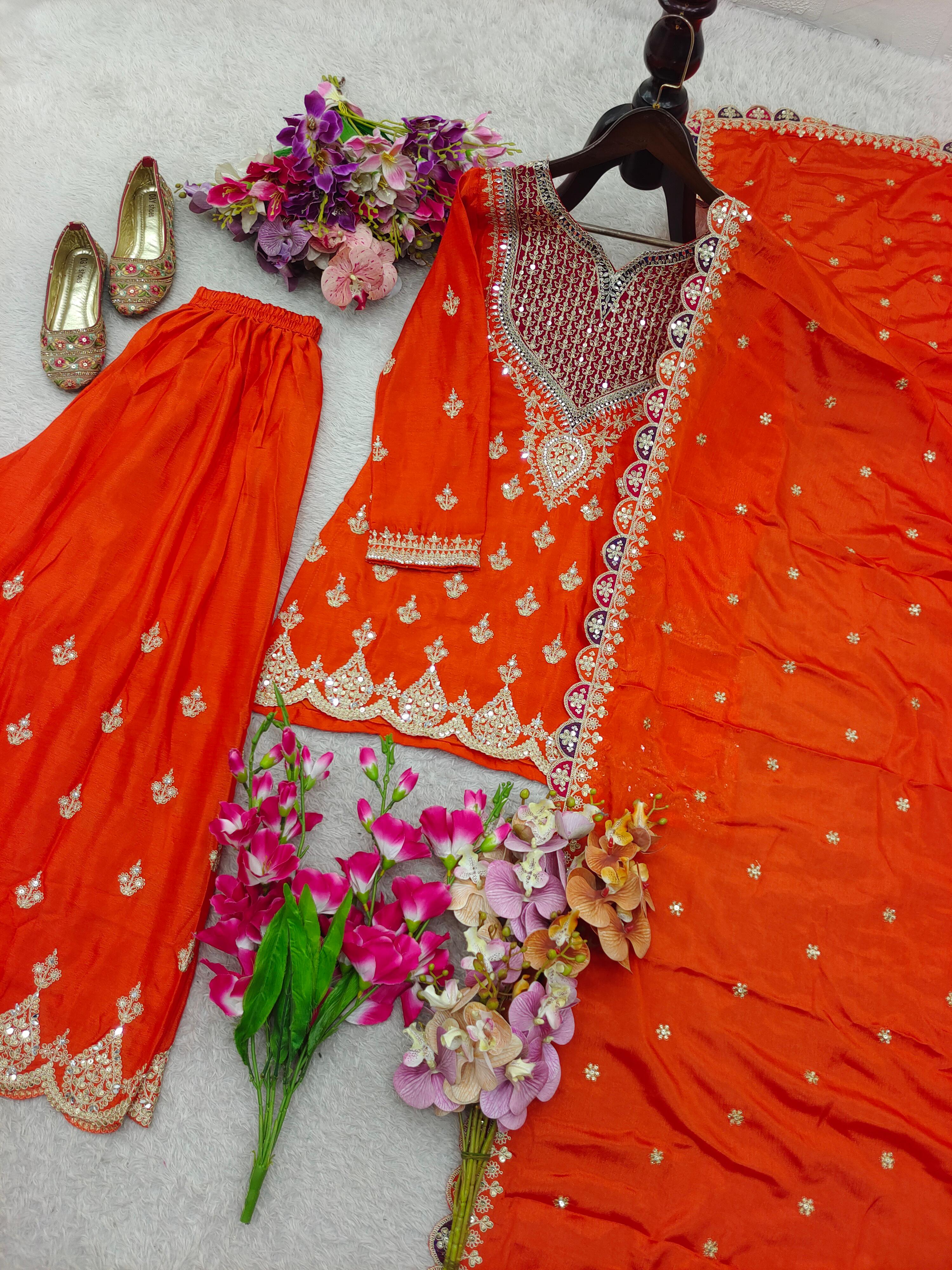 New Designer Party Sharara Suit & Dupatta Set              FULLY STITCHED