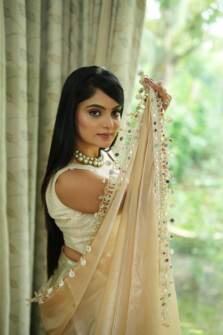 Premium Saree with Mirror Lace Border | Festive & Wedding Wear