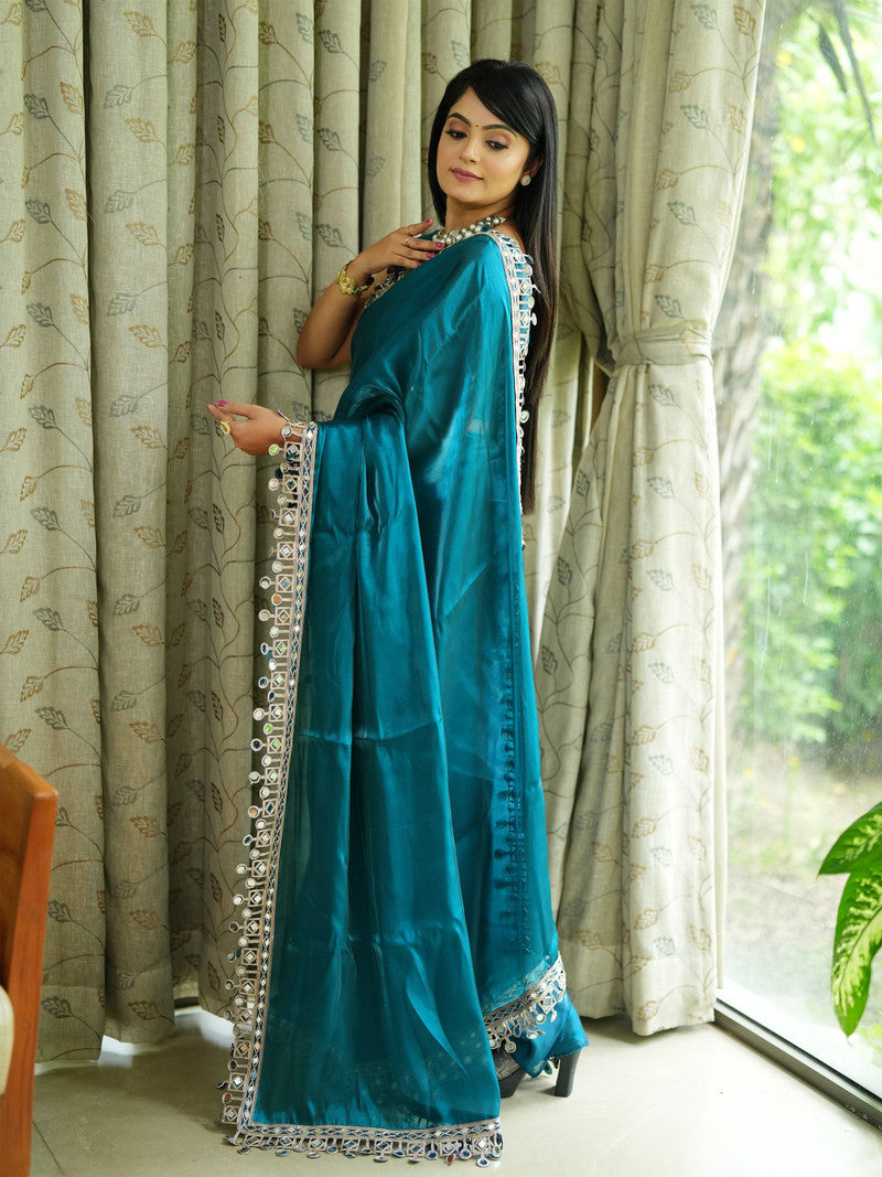 Premium Saree with Mirror Lace Border | Festive & Wedding Wear