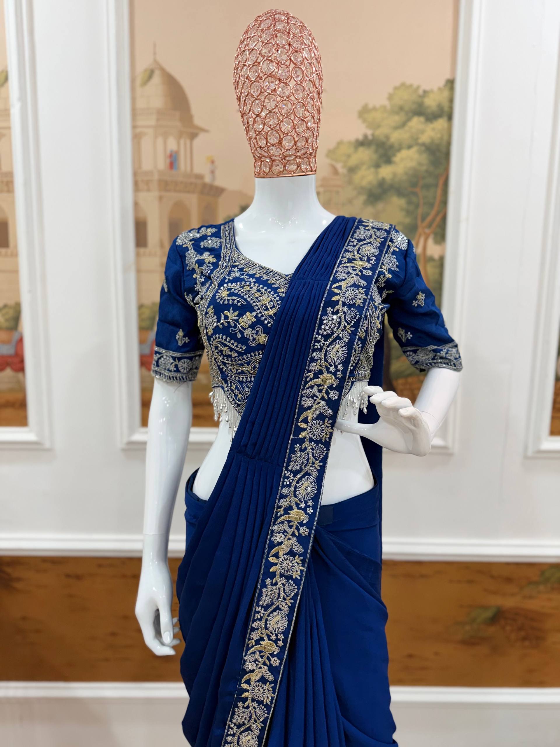 Designer Embroidered Draped Saree for Women | Party Wear