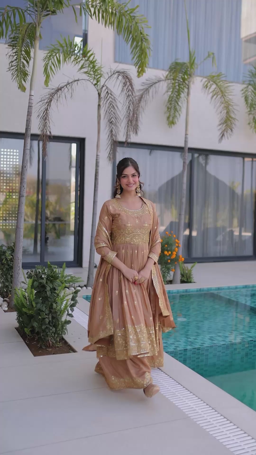 Designer Anarkali Gown & Palazzo Suit Set for Women with Dupatta | Embroidered Festive & Wedding Wear Ethnic Outfit