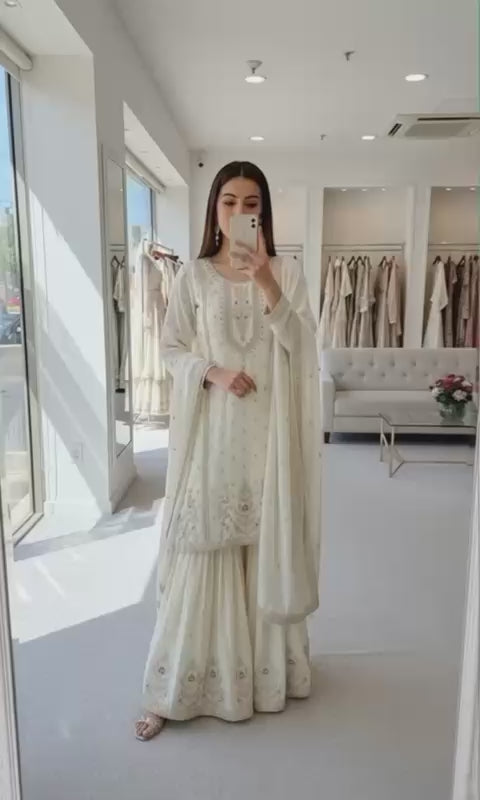 Stylish Women’s Sharara Set with Heavy Embroidery & Dupatta