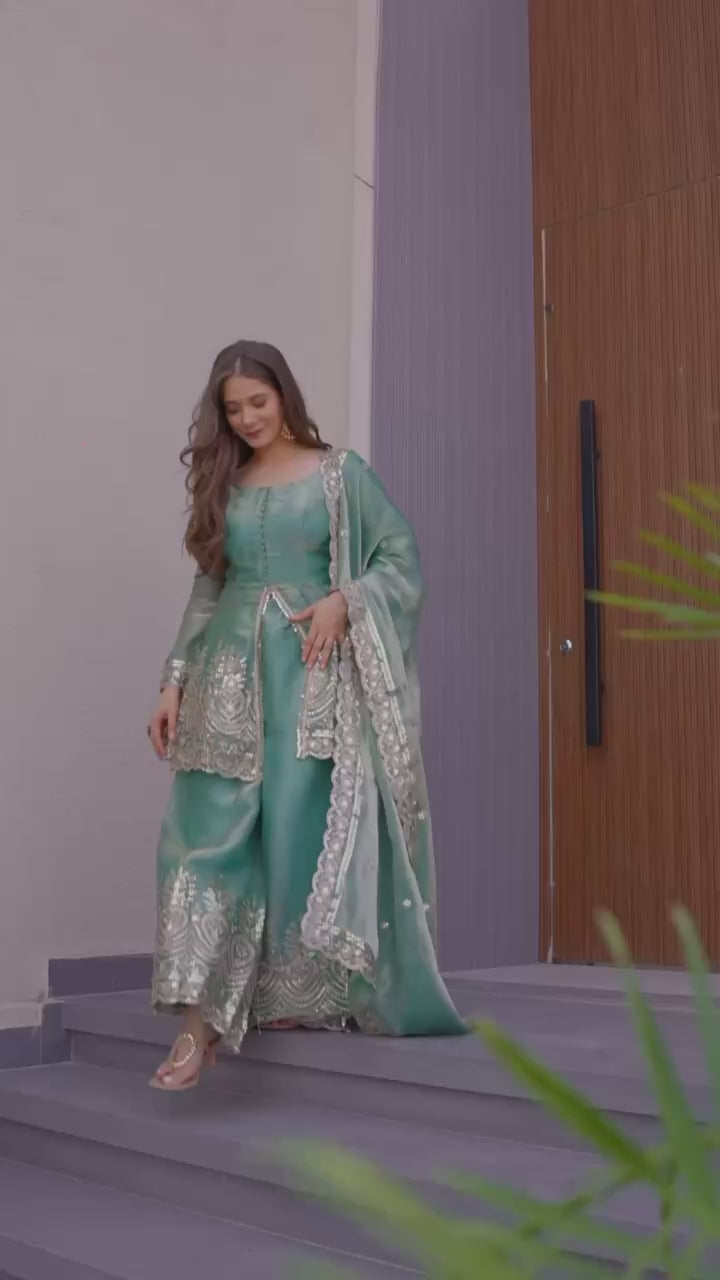Designer Kurta Palazzo Set for Women | Embroidered Ethnic Wear Collection with Dupatta | Festive & Party Wear