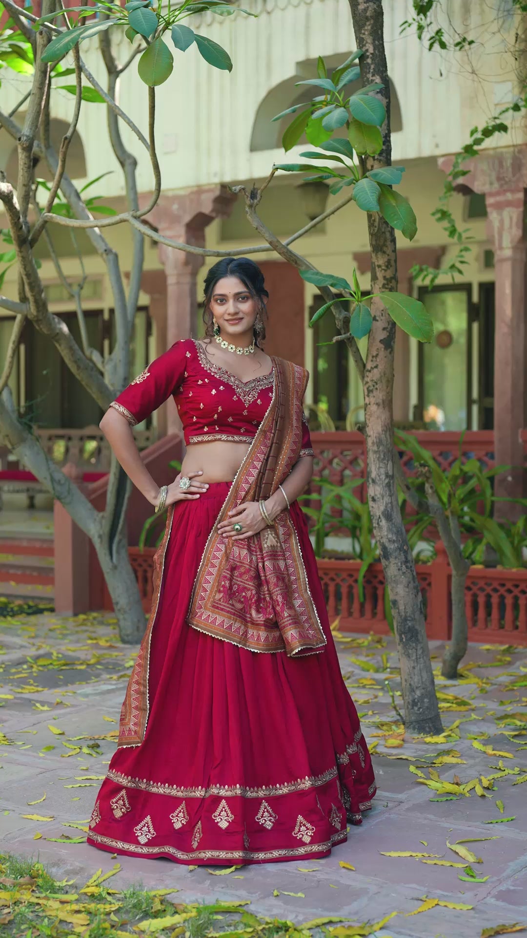 Designer Silk Lehenga Saree with Contrast Blouse – Festive Collection