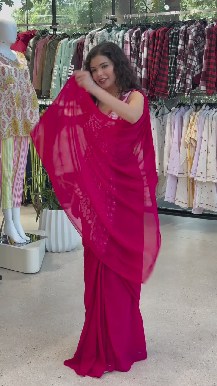 Premium Designer Ready-To-Wear Saree Collection with Heavy Mirror Work Blouse