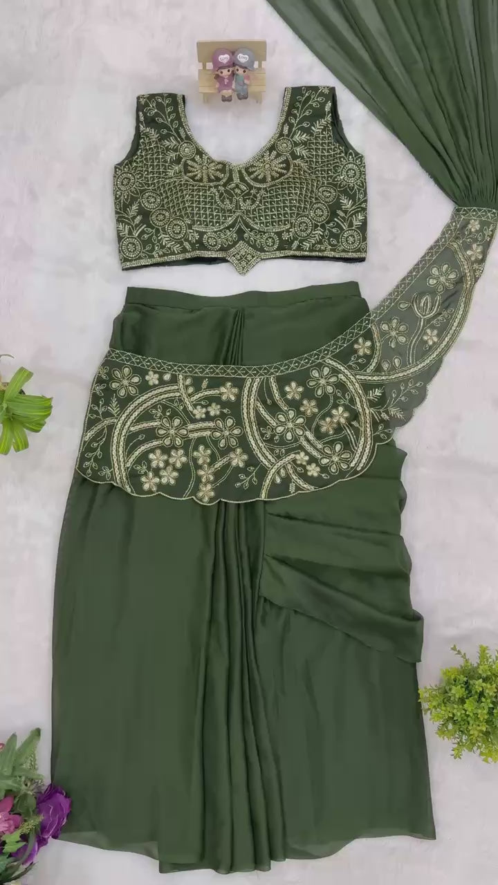 Premium Designer Saree with Heavy Embroidery Blouse – Elegant Party Wear