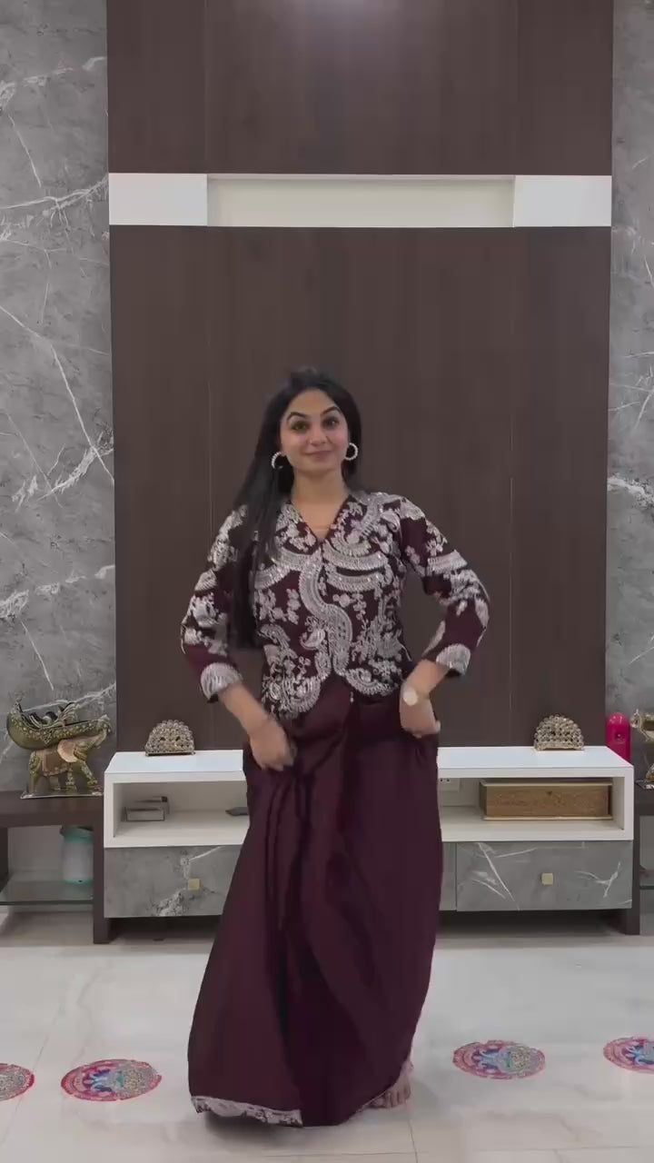 Designer Ready-to-Wear Saree with Heavy Embroidered Jacket Blouse