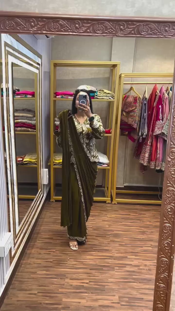 Designer Ready-to-Wear Saree with Heavy Embroidered Jacket Blouse
