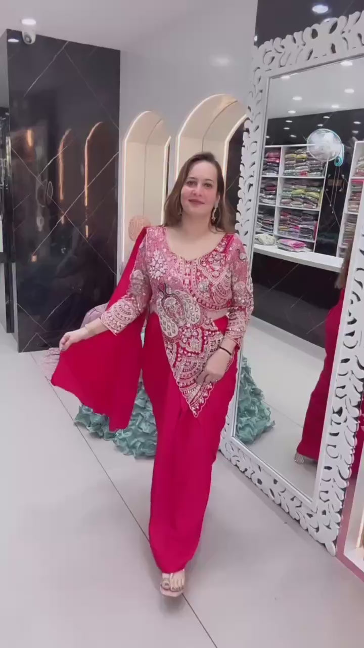 Designer Ready-to-Wear Saree with Heavy Embroidered Blouse – Premium Wedding & Party Wear