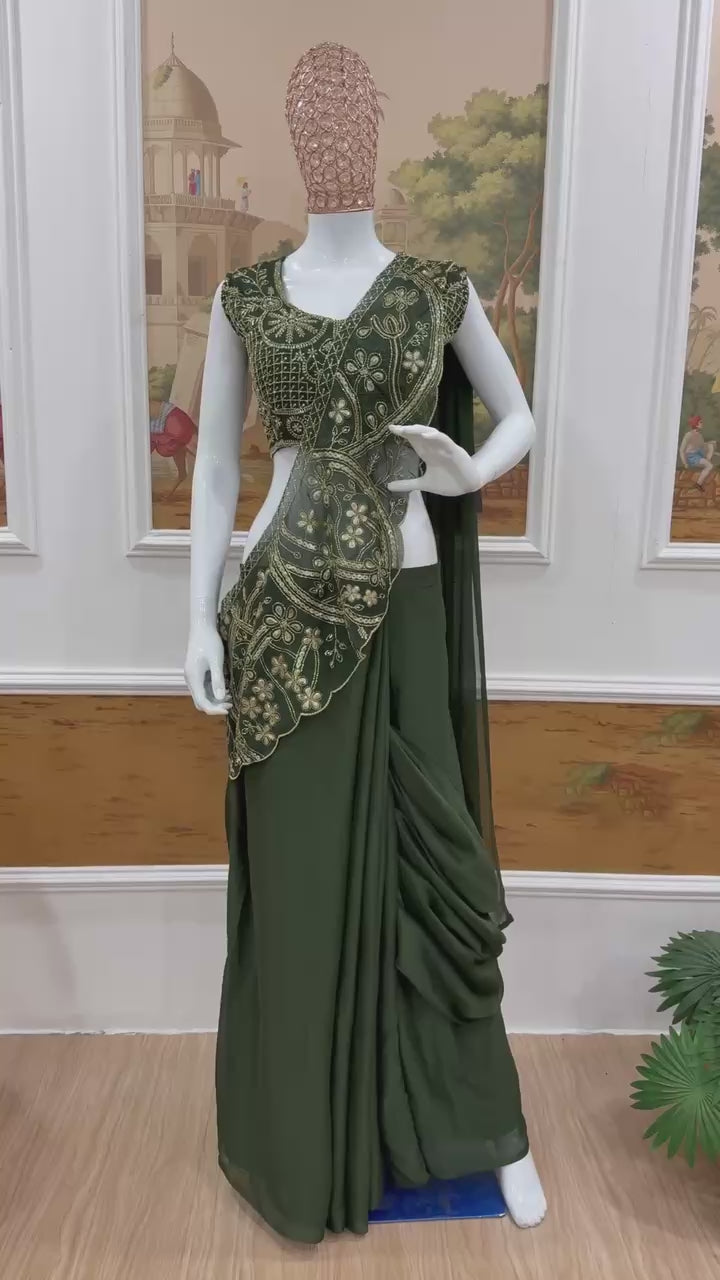 Premium Designer Saree with Heavy Embroidery Blouse – Elegant Party Wear