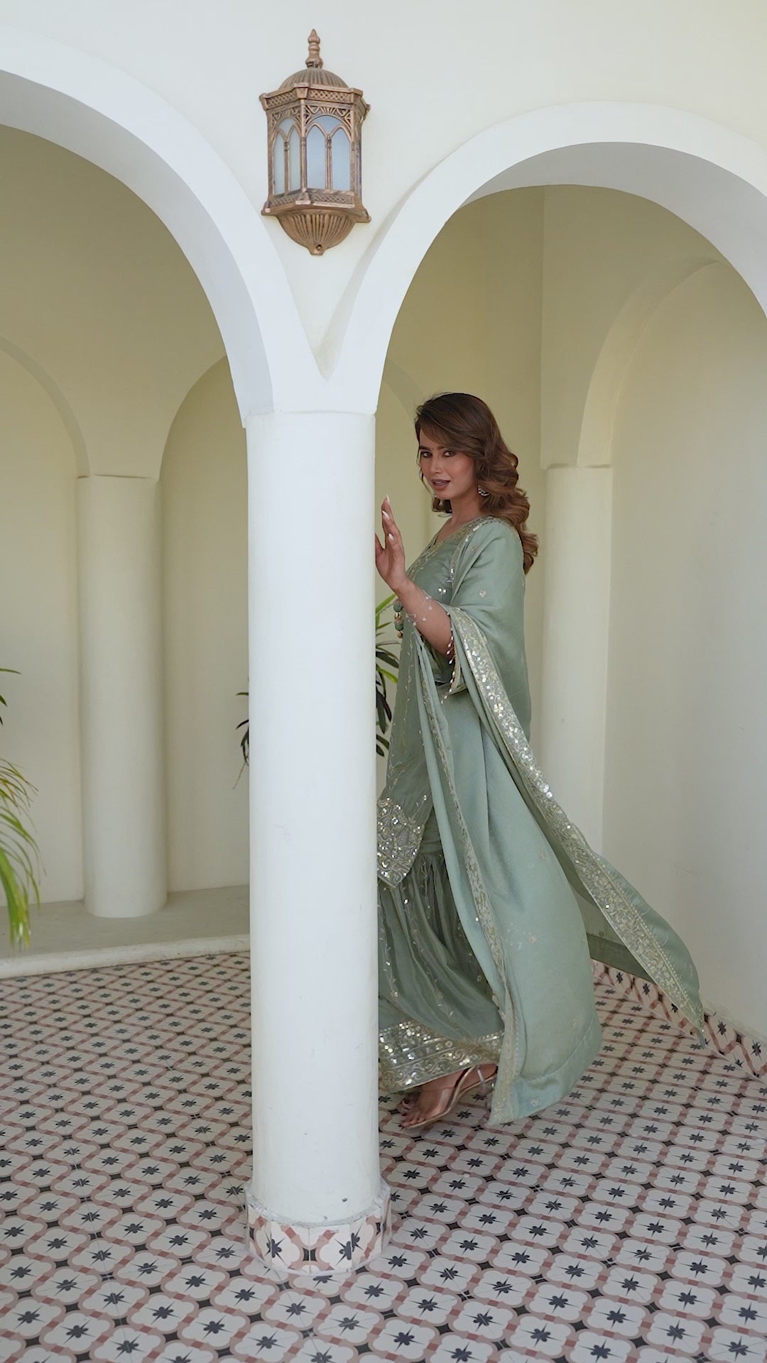 Designer Green Ethnic Sharara Set with Heavy Embroidery Work