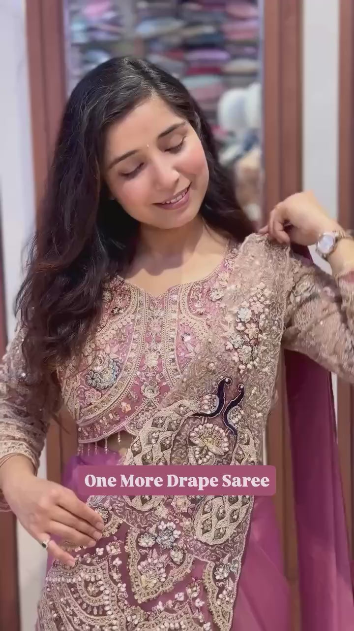 Designer Ready-to-Wear Saree with Heavy Embroidered Blouse – Premium Wedding & Party Wear
