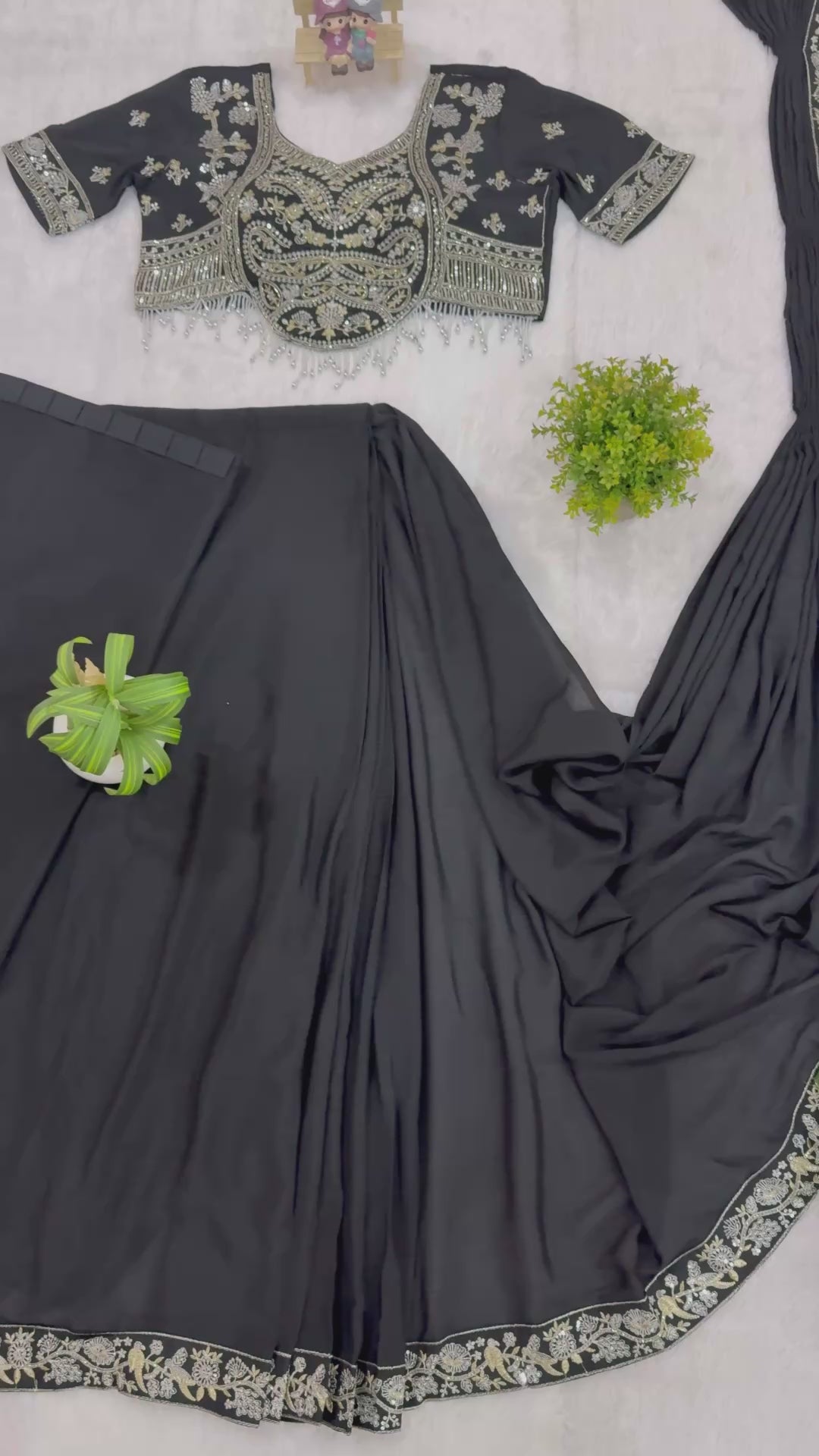 Designer Embroidered Draped Saree for Women | Party Wear