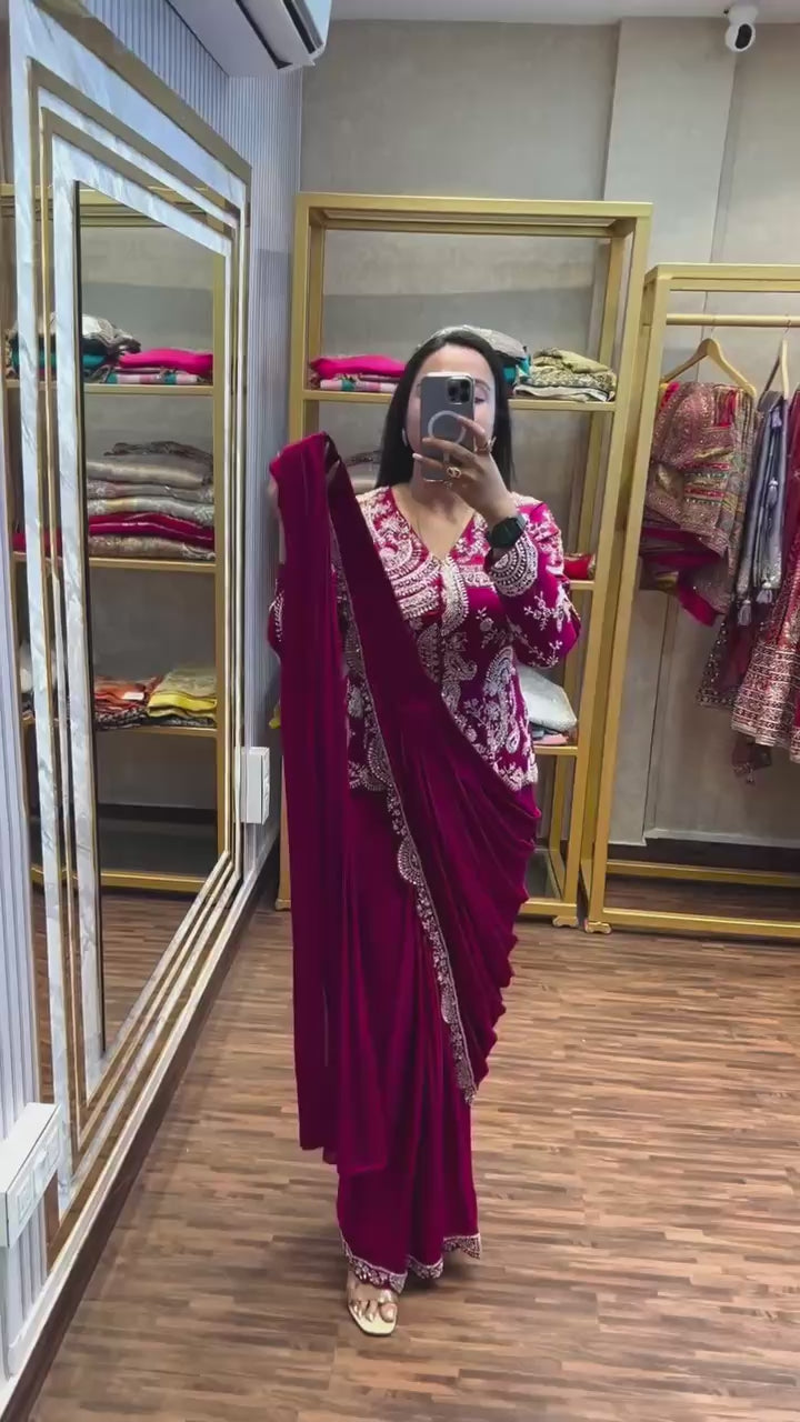 Designer Ready-to-Wear Saree with Heavy Embroidered Jacket Blouse