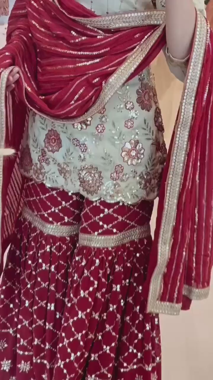 Designer Sharara Suit Set for Women with Dupatta | Embroidered Party & Festive Wear Ethnic Outfit