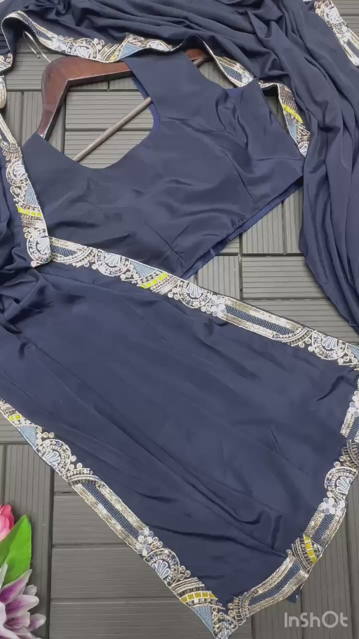 Premium Designer Koti Style Ready-To-Wear Saree Collection | Heavy Embroidery Party Wear Saree Set