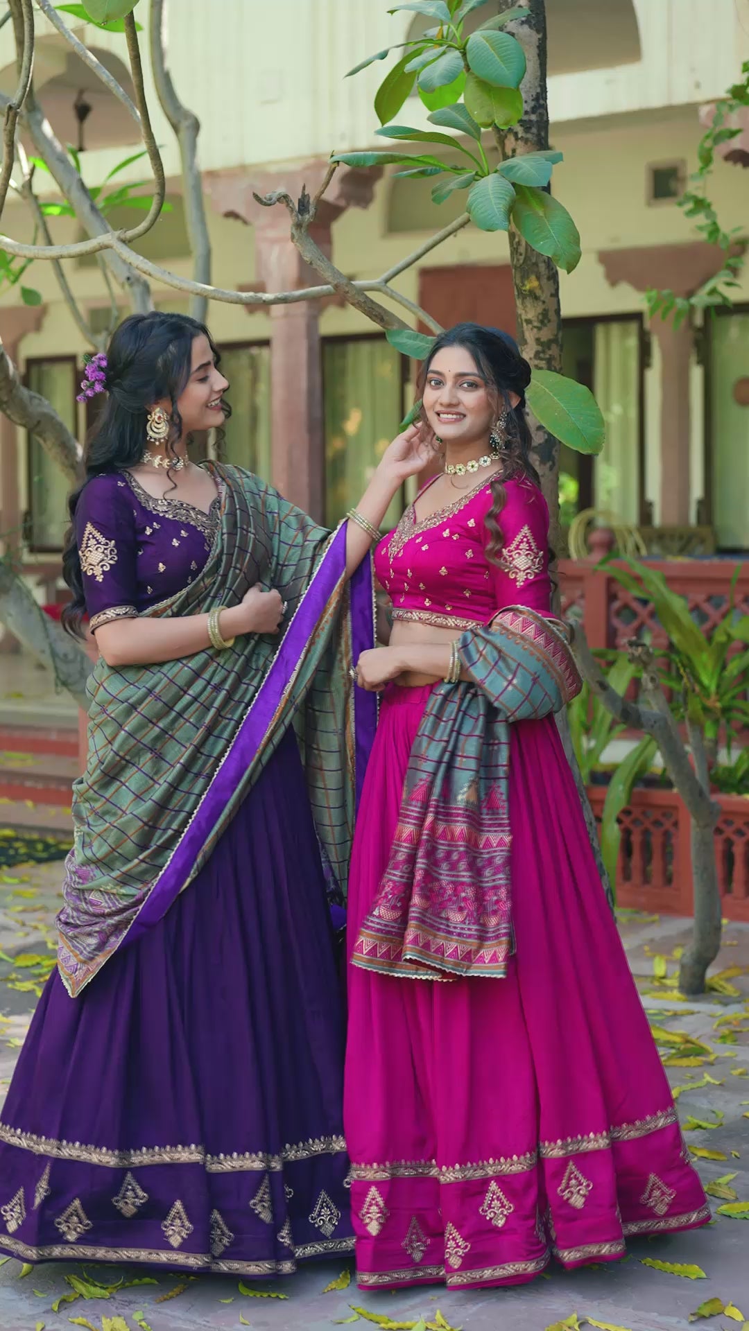 Designer Silk Lehenga Saree with Contrast Blouse – Festive Collection